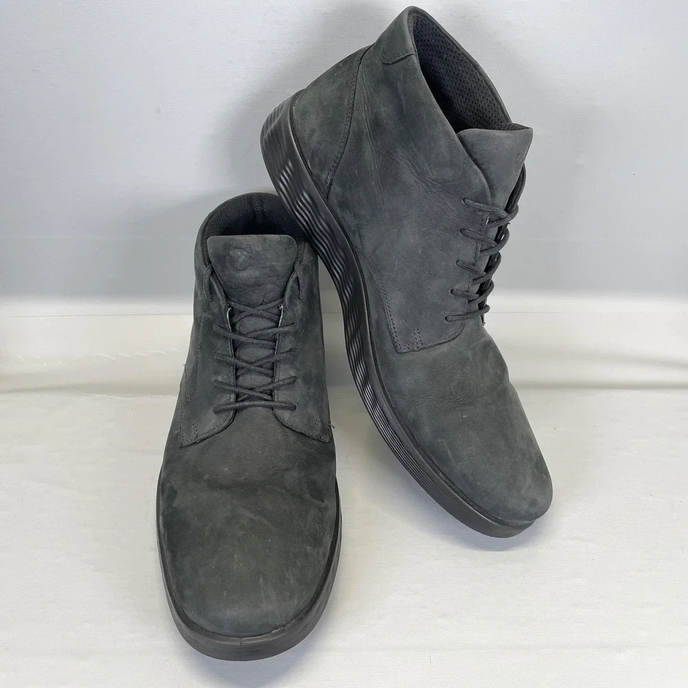 ECCO S Light Hybrid Chukka Boots Mens Size 45 Gray Nubuck Lace Up Casual Shoes